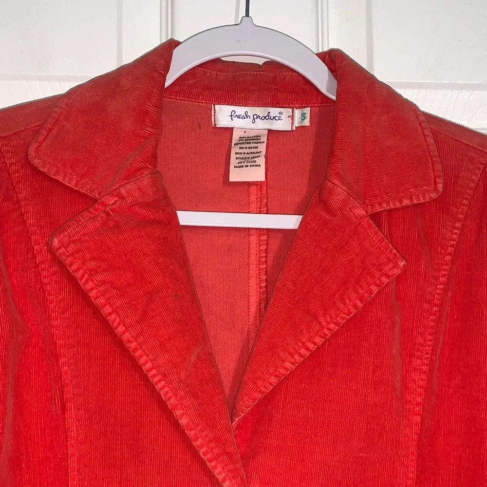 Fresh Produce Orange/Coral Corduroy Blazer Jacket